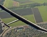 The first flight for the Swiss Solar Impulse 2 , the solar-powered aircraft