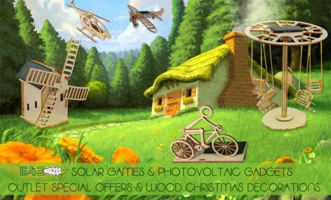 Wood solar games, outlet special offers, decorations in wood